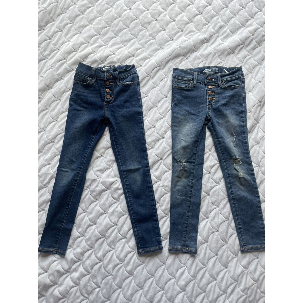 Old Navy Girls Size 6 Rockstar Skinny Jeggings High Button Medium Wash Lot of 2